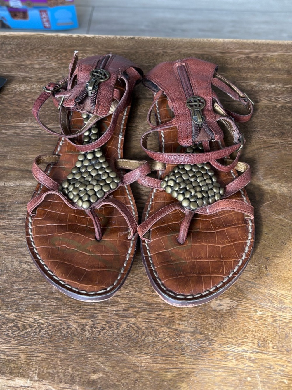 Sam Edelman Ginger Beaded Gladiator Sandals Leather Strappy Boho Size 7